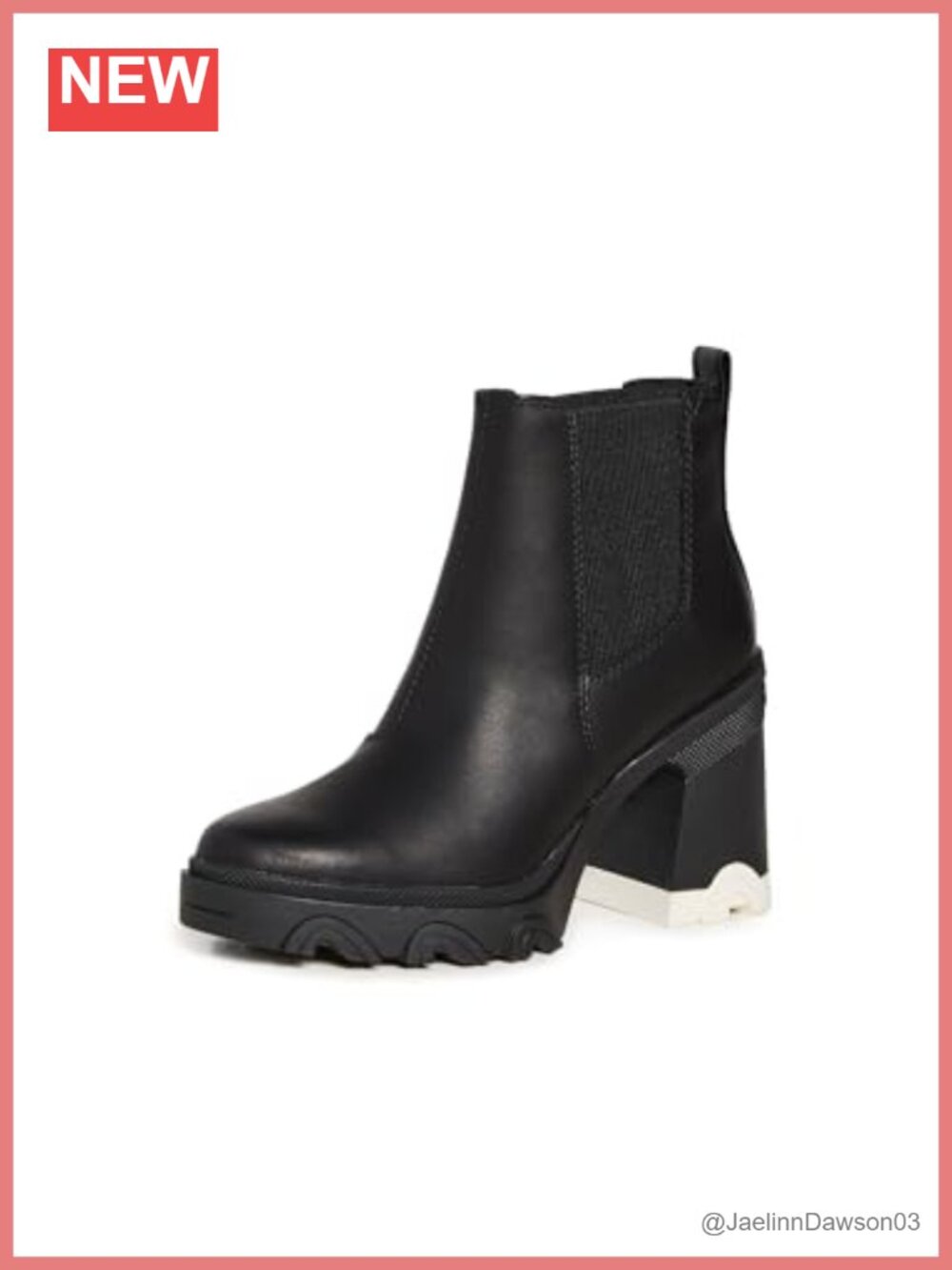 Women's Waterproof Leather Chelsea Booties Block Heel Ankle Boots Slip-On